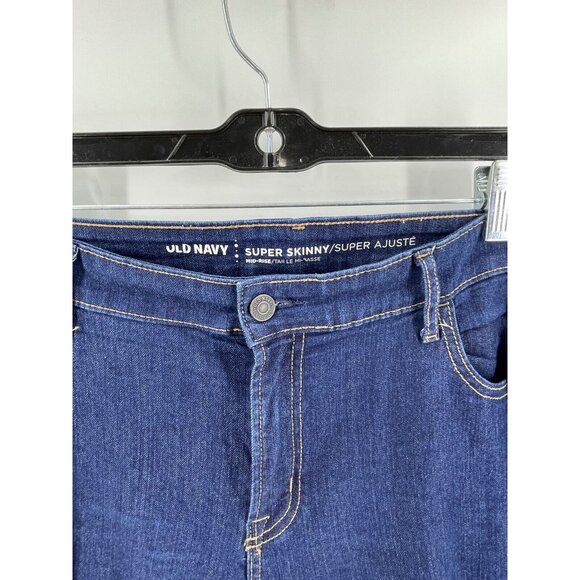 Old Navy Super Skinny Mid-Rise Women's Jeans Size 16 Regular Dark Wash Stretch - Picture 3 of 12